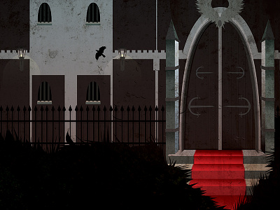 Castle entrance - Kafka - Before the Law - story illustration architecture book castle dark door illustration kafka vector