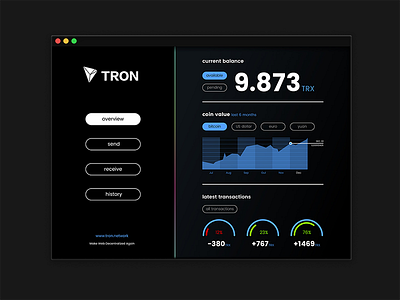 Concept wallet for Tron app banking bitcoin black blockchain criptocurrency dark tron ui user interface ux web