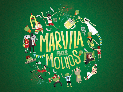 Marvila aos Molhos dance design festive football green illustration lettering lisbon music party