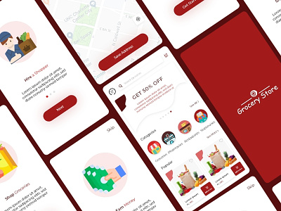 Grocery App Ui Design app design flat design grocery app mobile app uidesign ux design