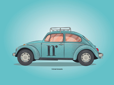Nicholas Romanakis - Graphic Design beetle blue bug car digital hippie hippies hippy hippys illustration illustrator nicholas romanakis retro romanakis.design vector volkswagon vw
