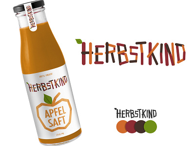 Branding Herbstkind Juices branding design flat icon illustration label logo minimal typography vector