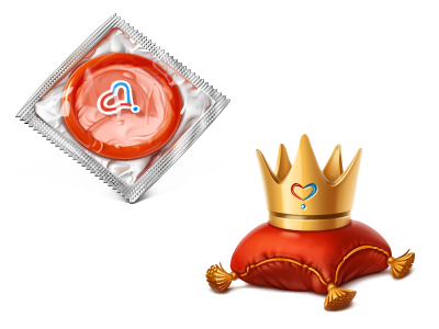 4dribbble condom crown gold red