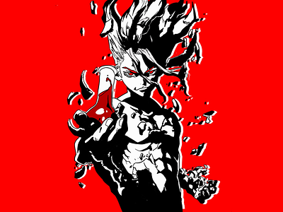 Senku (P5) anime design drstone games illustration ipad pro persona 5 senku