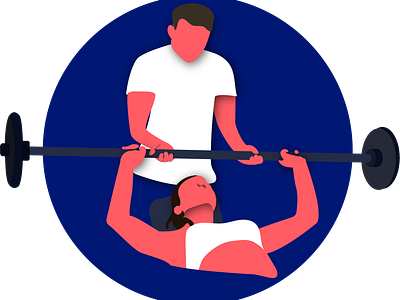 Spotter athlete exercise fitness illustration lifting personal training weights