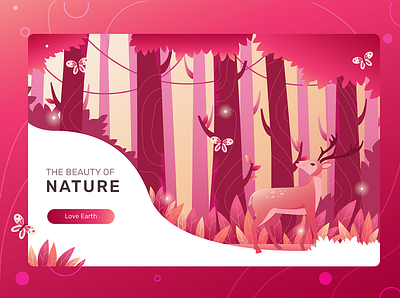Nature Landing page animation fairy forest animals hannihdr header illustration illustration lifustudio nature illustration