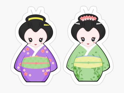 Geiko/Geisha Stickers geisha illustraion illustrator vector