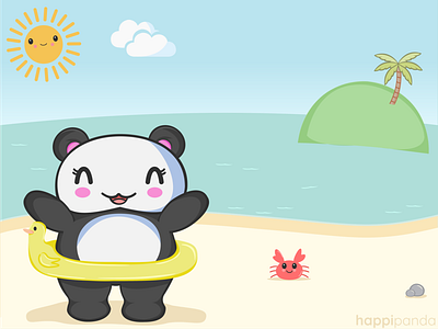 Happi Panda Beach Fun animals cute illustration illustrator vector