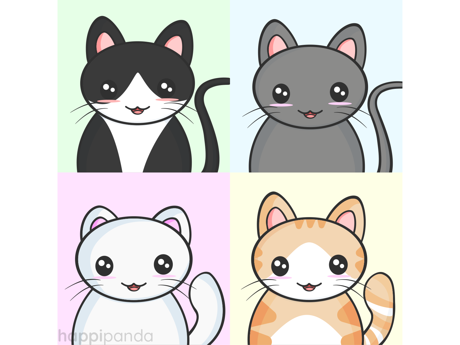 Cute Kawaii Kitties by Happi Panda on Dribbble