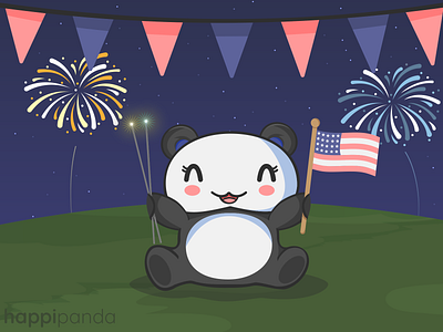 Happy 4th of July 4thofjuly animals chibi cute illustration illustrator usa vector