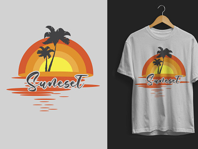 Sunset Summer Tshirt Design beach palm tree summer summer vibes sunset tshirt