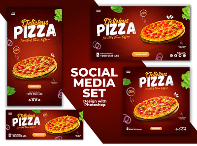 Delicious Pizza Social media post banner pack facebook cover social media social media banner social media pack social media post web banner