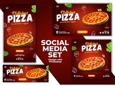 Delicious Pizza Social media post banner pack