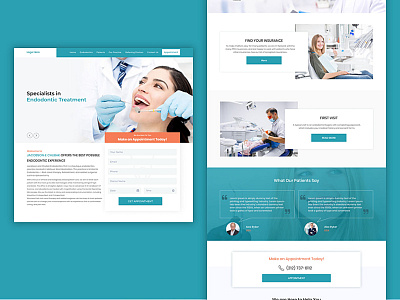 endodontic Treatment Clinic dental care dental clinic dental website design design enddontic figmadesign icon illustrator landing page design logo photoshop ui vector