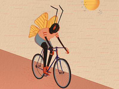 Cyclist insect 2d characterdesign creative design drawing illustration insect ipad procreate