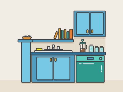 My Kitchen 2 flat illustration illustrator outline