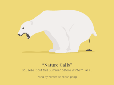 Nature Calls bear illustration poop vector