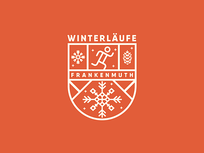 Winterläufe badge frankenmuth illustration race running vector
