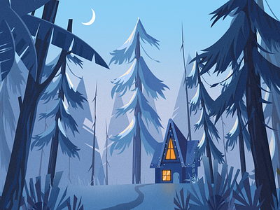 Forest cottage design illustration ui
