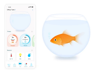 Aquarium Monitor with Live Cam - UI/UX iOS app animation app illustrator ios sketch ui ui app ui ux ux vector