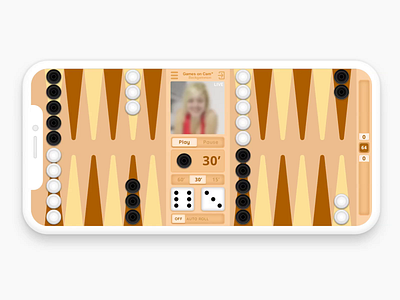 Backgammon GUI with Live Cam app backgammon game game design gui ios sketch ui ui app video chat