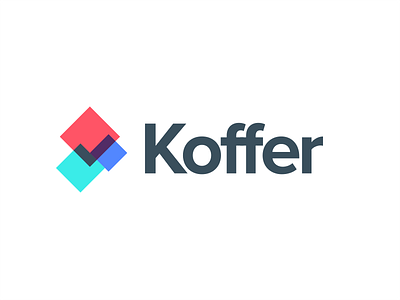 Koffer logo brand data files identity logo mark storage success synced tick upload uploaded