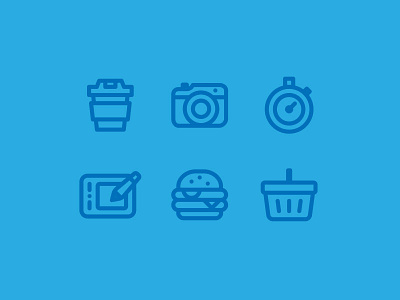 random icons burger camera coffee icon icons shop stopwatch wacom