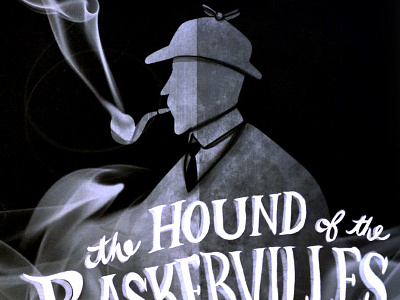 The Hound of the Baskervilles baskervilles black bookcover classic holmes hound illustration pipe publication sherlock smoke white