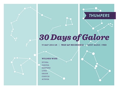 THUMPERS - 30 Days of Galore 03 constellations illustration john marcus music sky stars thumpers uk vector wilder wise