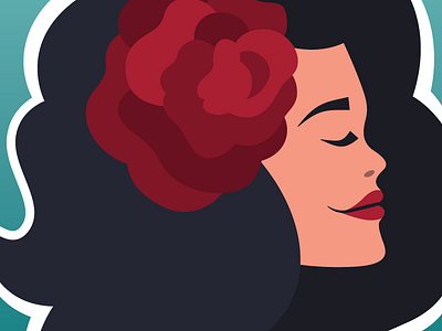 BA 1862 bat flower glam illustration lady portrait profile vector woman