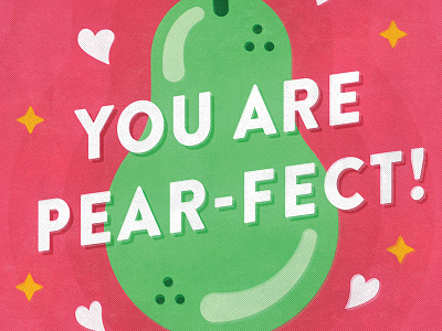 Pear-fect! day fruit green heart illustration love pear perfect sparkle texture valentines vector