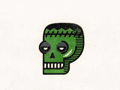 Frankenskull creature frankenstein green halloween monster skull skull a day skulltober