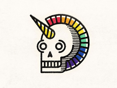 Uniskull colorful halloween horn rainbow roygbiv skull skull a day skulltober unicorn