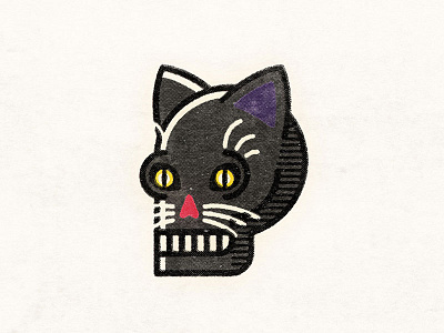 Black Skat black cat cat halloween meow nyan skull skull a day skulltober