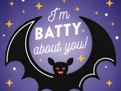 Day 9 / Feb 9 - I'm batty about you! bat bats batty coffee february heart love pun punny valentines vampire vday