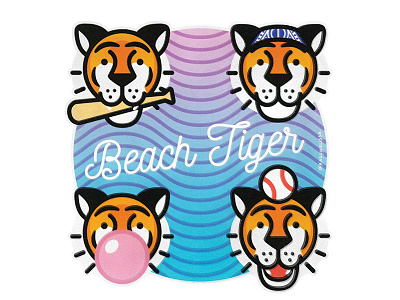 Beach Tiger animal band baseball beach blog editorial illustration music tiger tropical waves wild