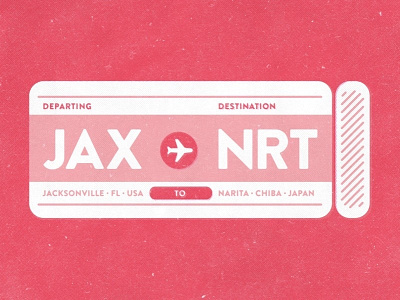 JAX -> NRT boarding pass illustration japan jax nrt plane ticket travel