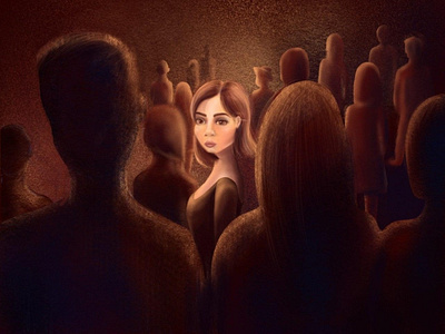Girl in a crowded place