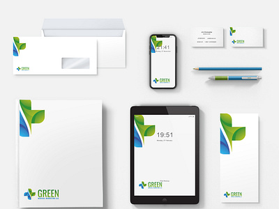 Green Medical Marketing Mokup 1024X1024 branding business card icon logo tri fold brochure