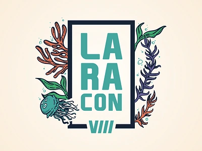 Laracon VIII Logo aquarium badge badgedesign blue brand brand design branding illustration jellyfish kelp logo php underwater water