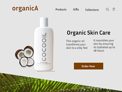 Coconut skin care landing page.