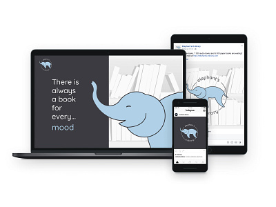 Elephant`s E-library Logo & Social Media branding elephant library logo logo design logo mark logotype ui web