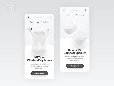 Xiaomi Music Concept Star Products Page compact speaker mobile design mobile web skeuomorph white ui wireless earphones xiaomi