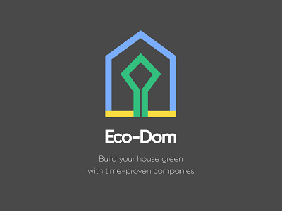 Eco-Dom Logo blue building eco friendly ecology geometrical green housebuilding logo logodesign logomark logotype yellow