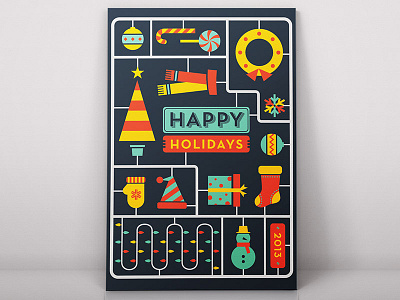 2013 Holiday Greeting Card christmas flat graphic design greeting card holiday icon illustration ornaments print xmas