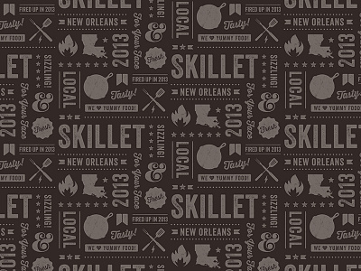 Skillet Pattern branding fire food food truck graphic design graphic elements pattern rustic skillet
