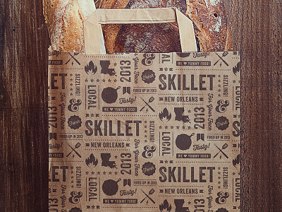 Skillet Bag branding fire food food truck graphic design graphic elements icon pattern rustic skillet