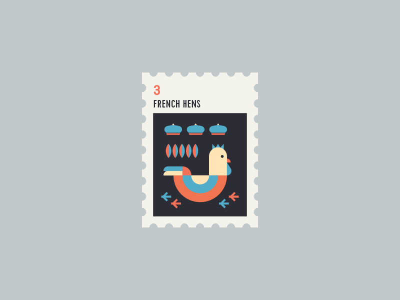 12 Days of Christmas Stamp #3 by Yiwen Lu on Dribbble