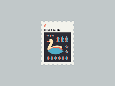12 Days of Christmas Stamp #6 12 days of christmas christmas egg flat geese goose icon icon set icons illustration stamp xmas