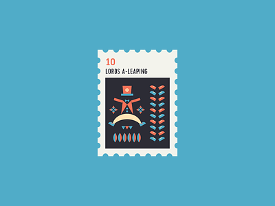 12 Days of Christmas Stamp #10 12 days of christmas christmas flat icon icon set icons illustration leap lord stamp xmas